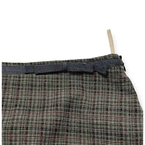 Marni c.2010 Checked Wool‑Blend A‑Line Skirt IT42 Raw‑Hem Bow Waist - Picture 6 of 13